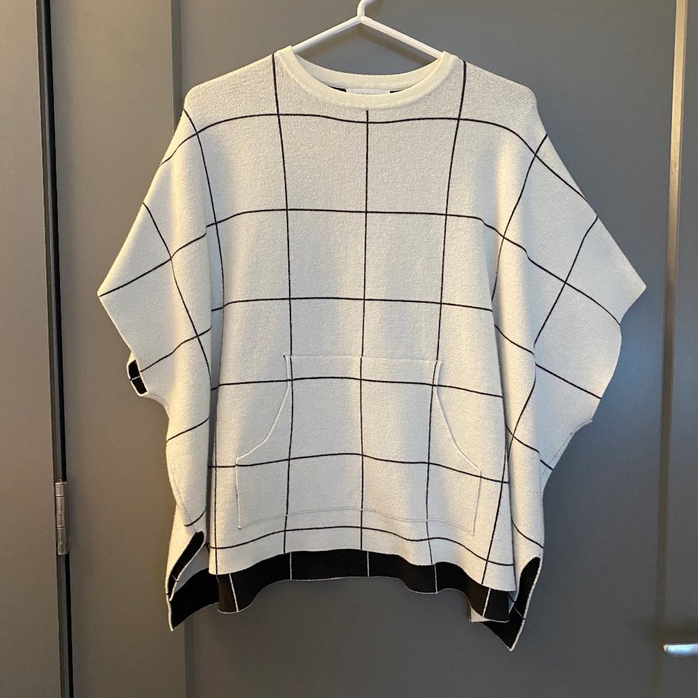 Zara Girls Irreversible Checkered Knit Poncho